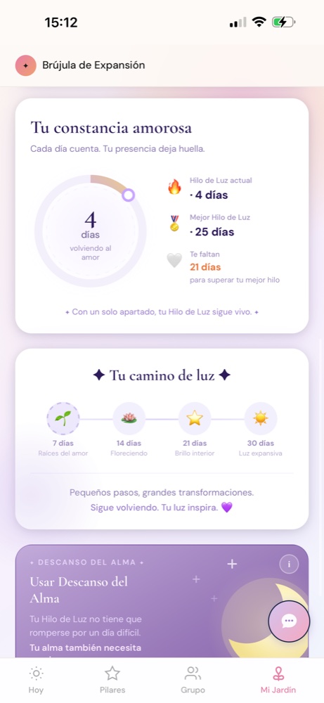 Pantalla Mi Jardín, constancia amorosa